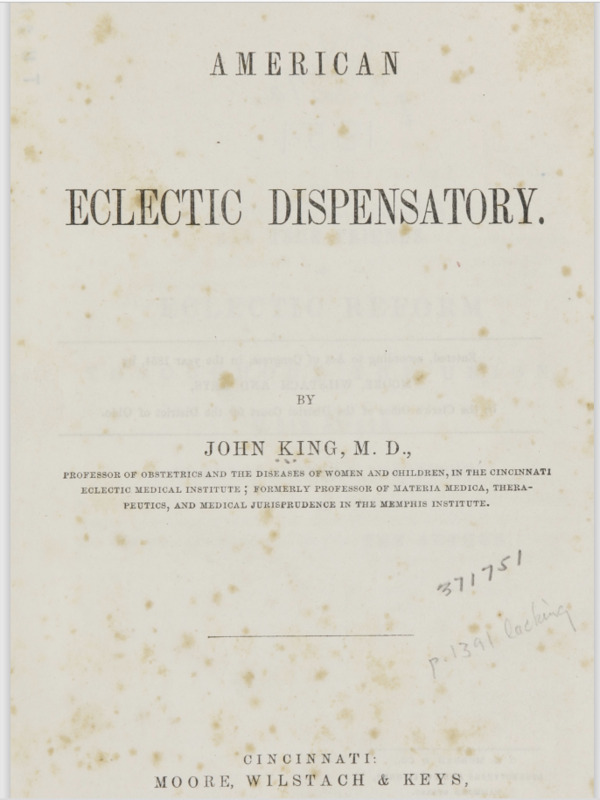 Title page, The American eclectic dispensatory